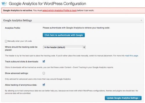 google-analytics-wordpress-settings