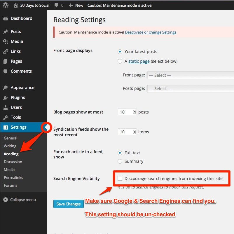 Search engine friendly setting for WordPress