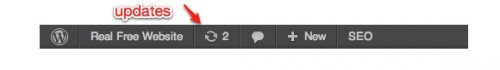 wordpress updates indicated on admin bar